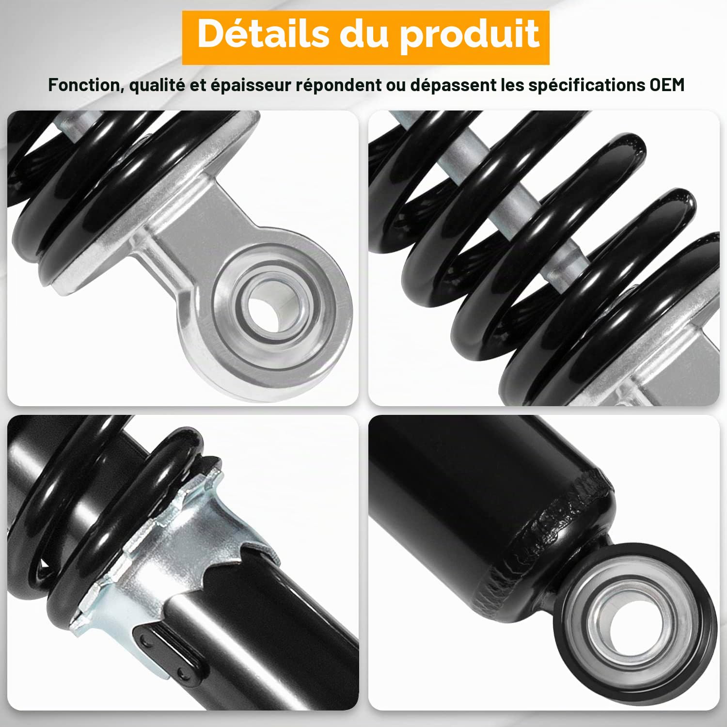 AM129514 Kit de suspension de roue avant d'amortisseur compatible avec John Deere Gator 4X2 6X4 TE TH TS TX Véhicules utilitaires de pelouse Amortisseur avant gauche et droit Ressort à vis