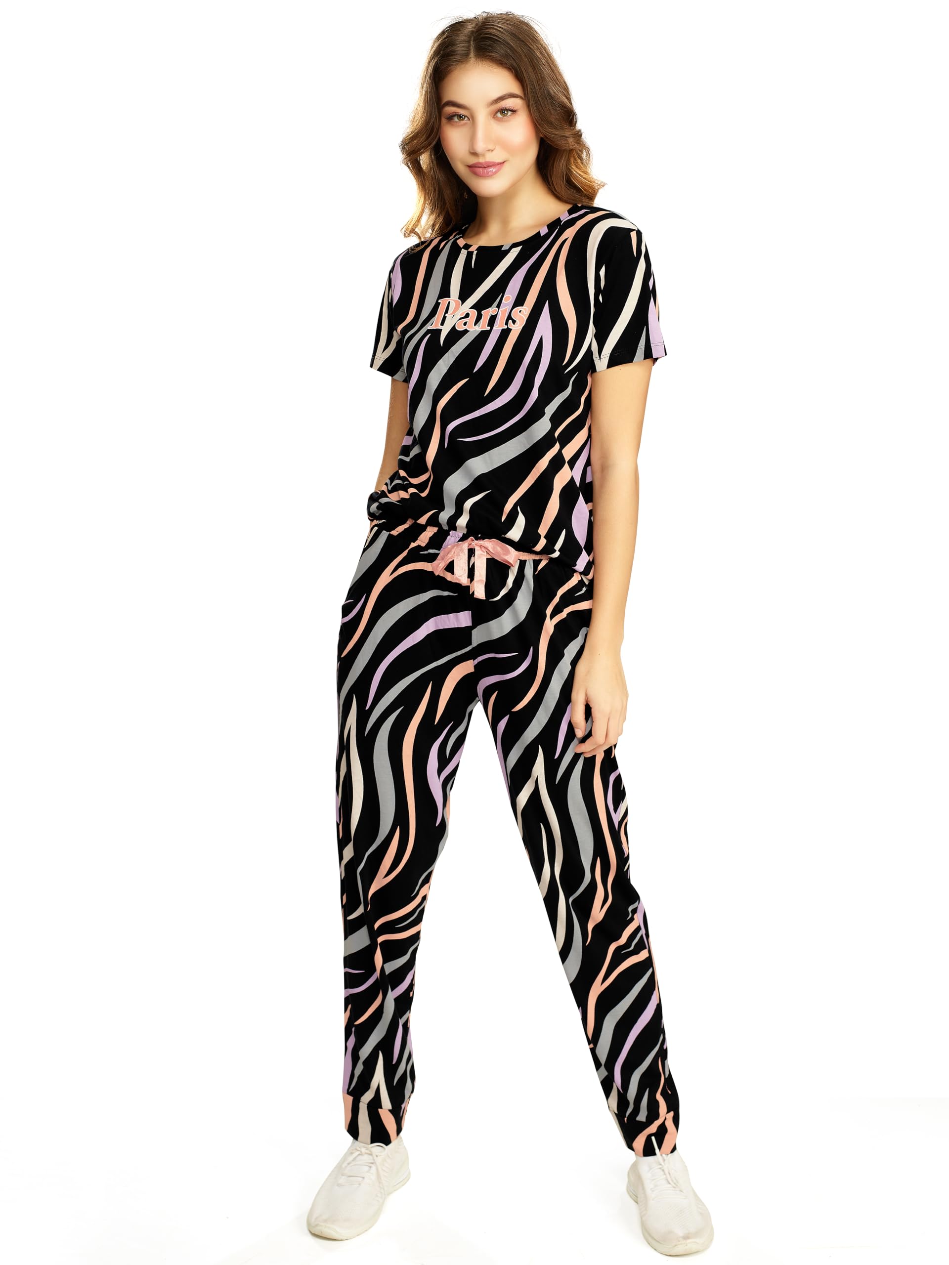 lotik Women's Cotton Geometric Print Loungewear Top & Pajama Set-picture-11