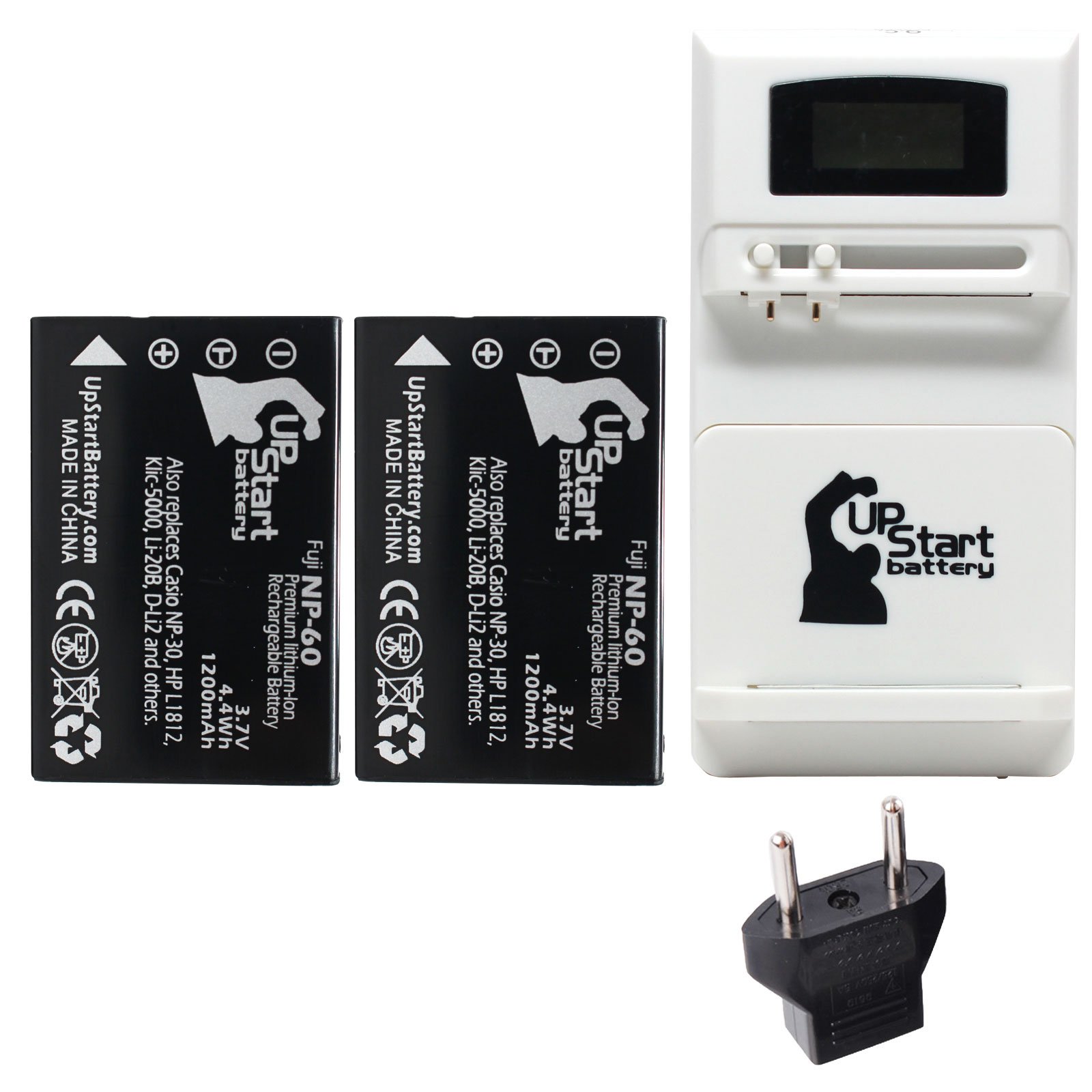 2 Pack - Digital Camera Battery and Charger Replacement for Panasonic CGA-S302A - Battery with Universal Charger (100/240V) and EU Adapter Compatible with Panasonic CGA-S301