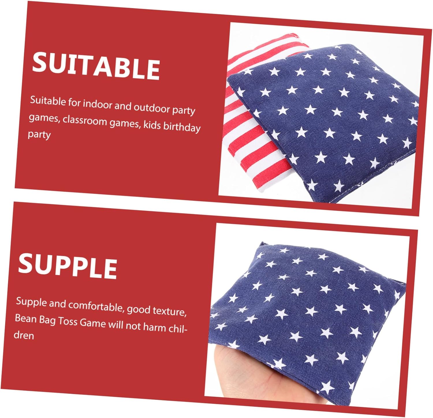 Hemoton 4Pcs Interactive Bean Bag for Canvas Toss Game with Flag Design Star Stripe Fun Outdoor Plaything