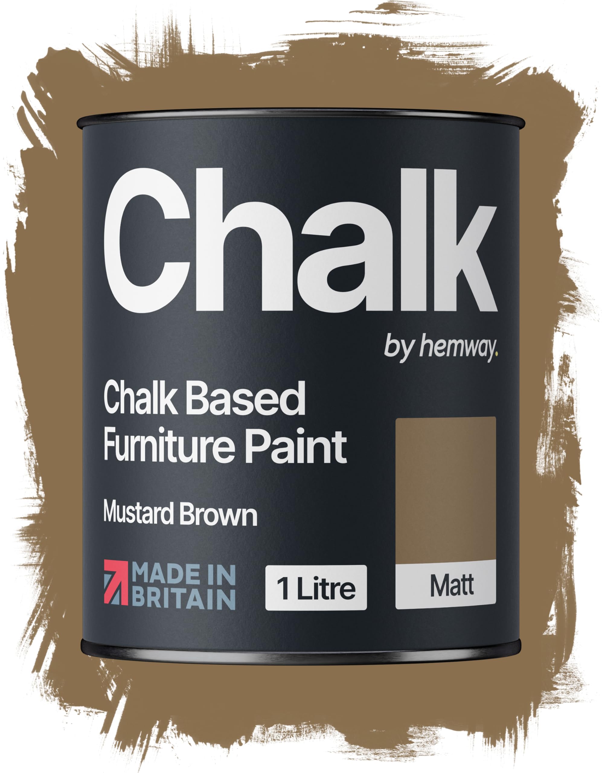 Hemway Mustard Brown Chalk Based Furniture Paint, 1L, Matt Finish Shabby Chic, Chalk Paint Furniture & Walls, Quick Dry & 1 Coat