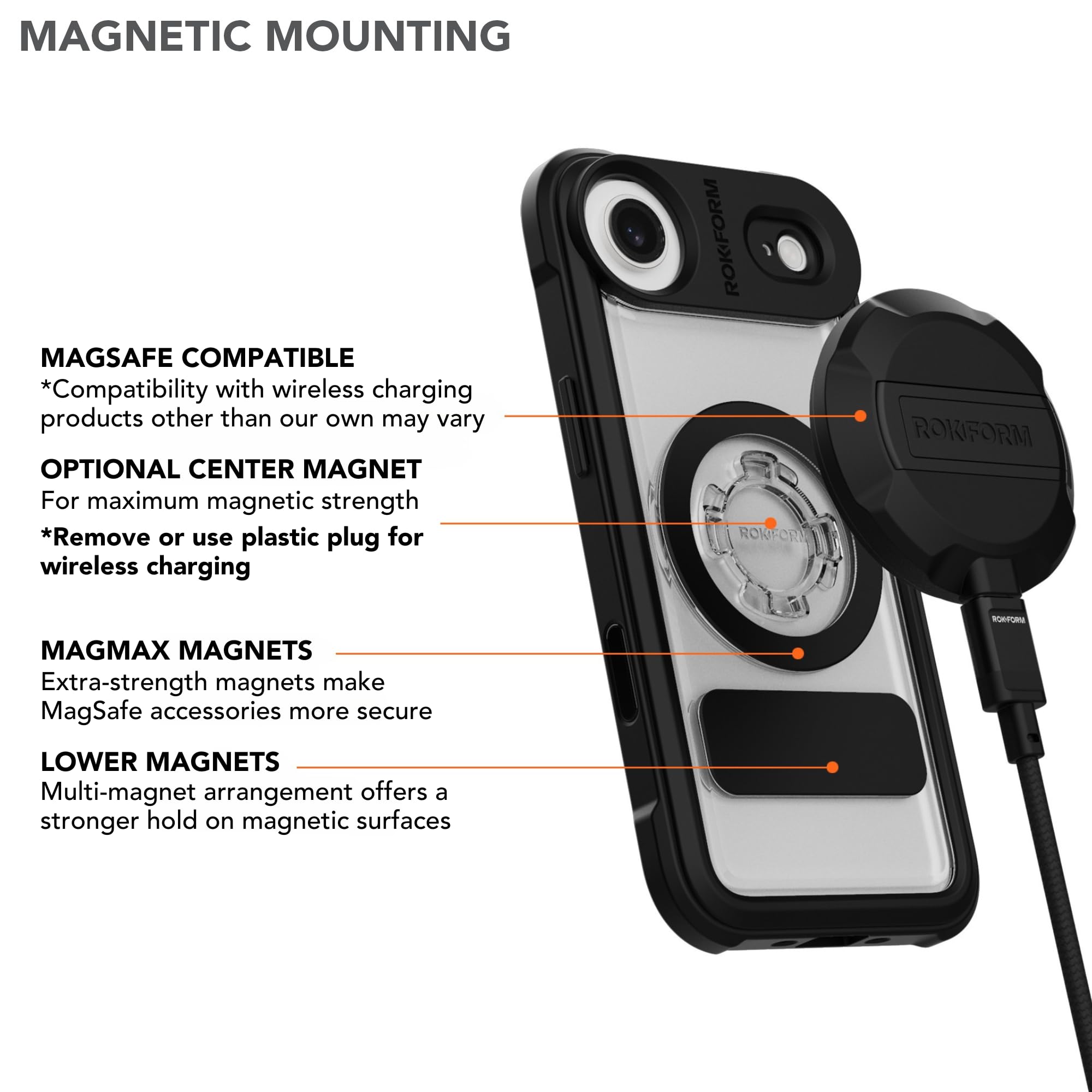 Rokform - Custodia in cristallo compatibile con iPhone 17 Air, custodia magnetica (trasparente)