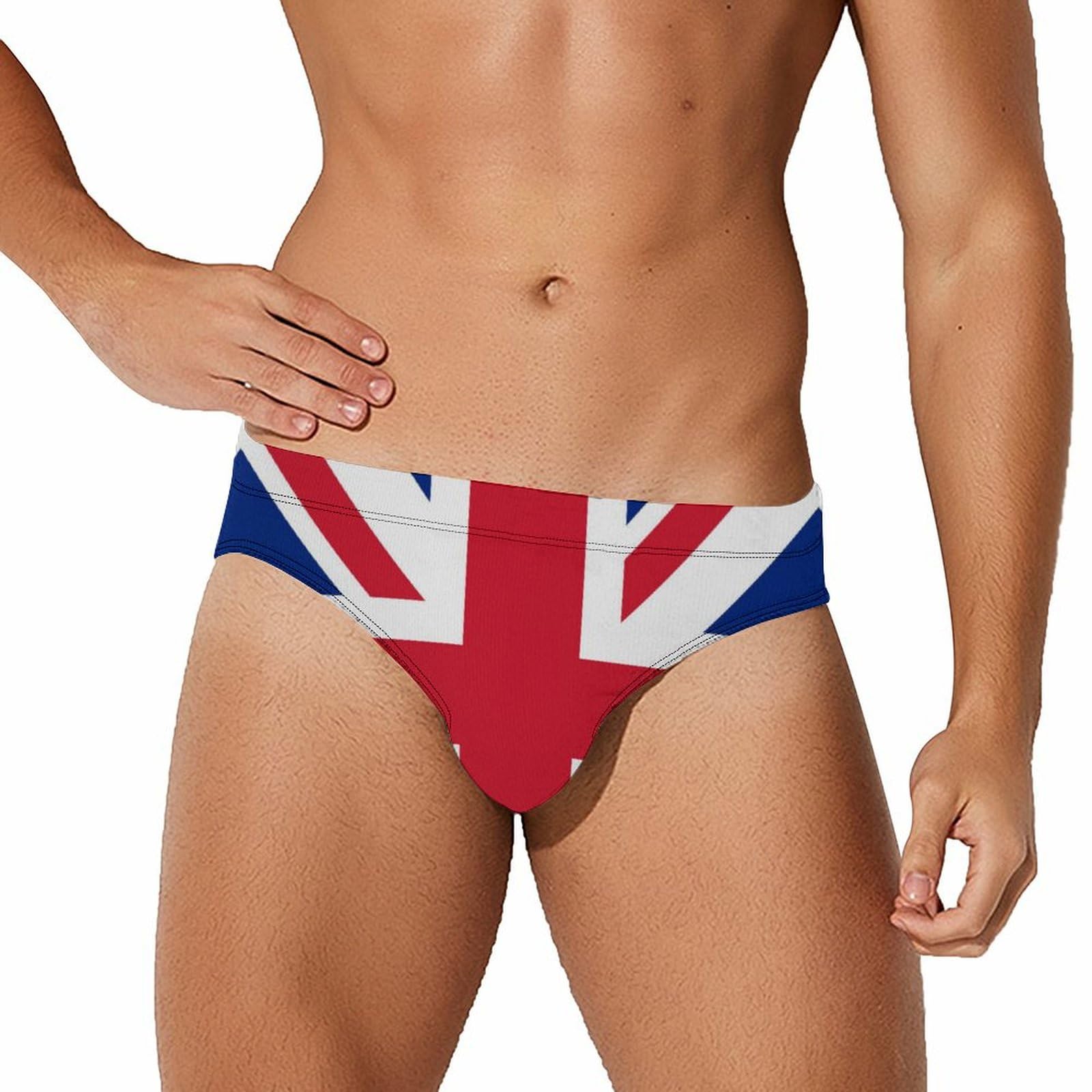 peiyeety Flag of UK Flag Men's Brief Swimsuit Swimming Trunks Swimwear Beach Shorts Boxers L