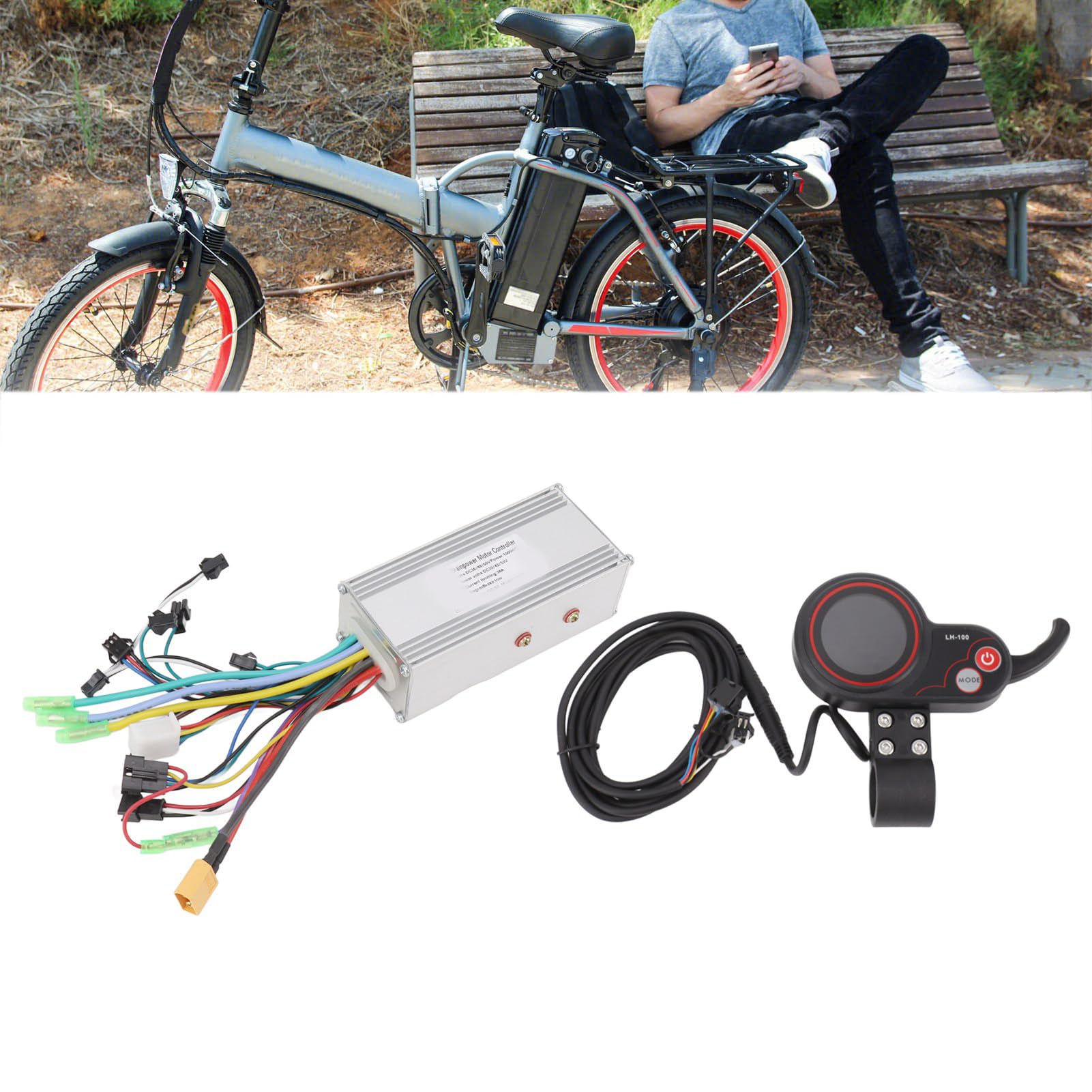 BuyWeek Kit Controller Brushless Bici Elettrica Controller Onda Sinusoidale 36V 48V 60V 1000W 38A 3 Modalità con Display LH100