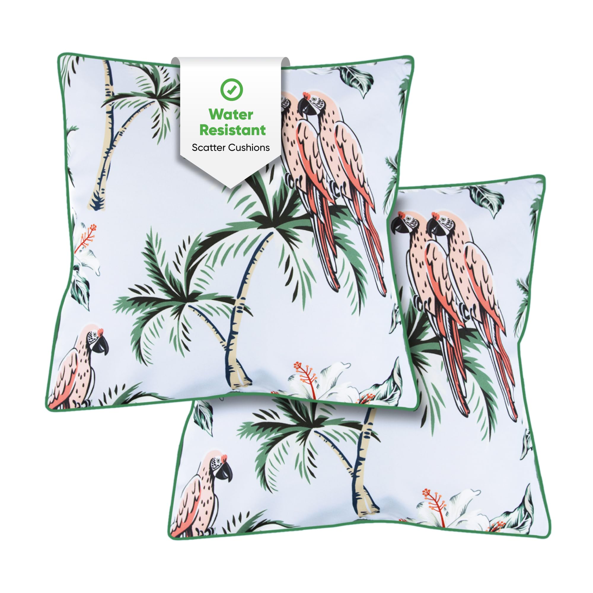Gardenwize - Pack of 2 Outdoor Scatter Cushions, Garden Furniture Cushions - Covers & Pillows (Pink Parrot)