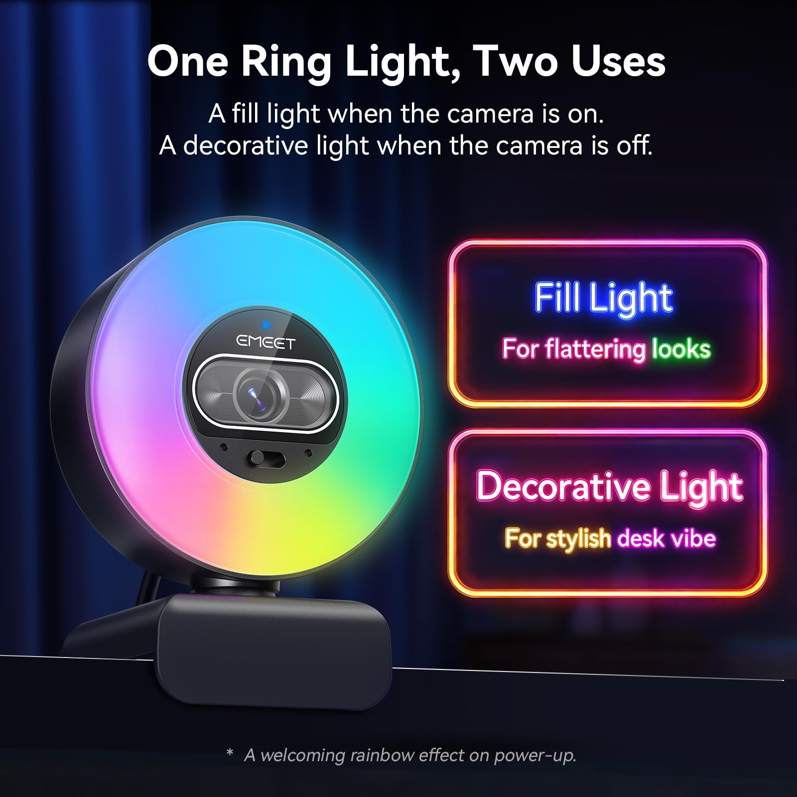 Amazon.com: EMEET S600L 4K Webcam for Streaming with Ring Light, 4