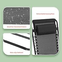 Vista 7 de PayLessHere Juego de 2 sillas de descanso ajustables de gravedad cero, silla de playa plegable con almohada extraíble y soporte para tazas para Negro