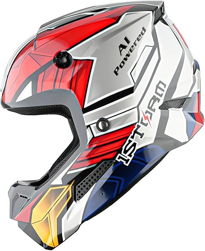 Miniatura 6 de 1Storm Casco de motocross juvenil para niños, casco ATV BMX MX Dirt Bike Go Kart Adolescente Zaku Mecha Rojo