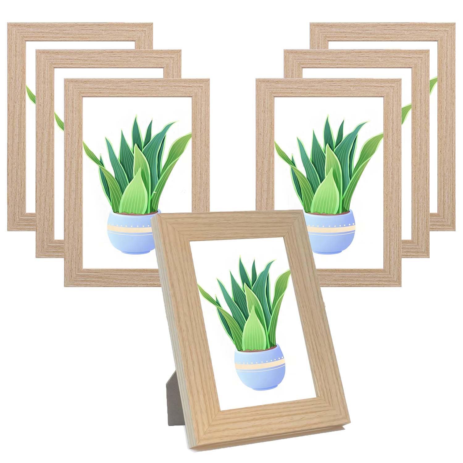 7Pack Photo Frames,6 x 4(15 x 10 cm) Wooden Picture Frame with mount