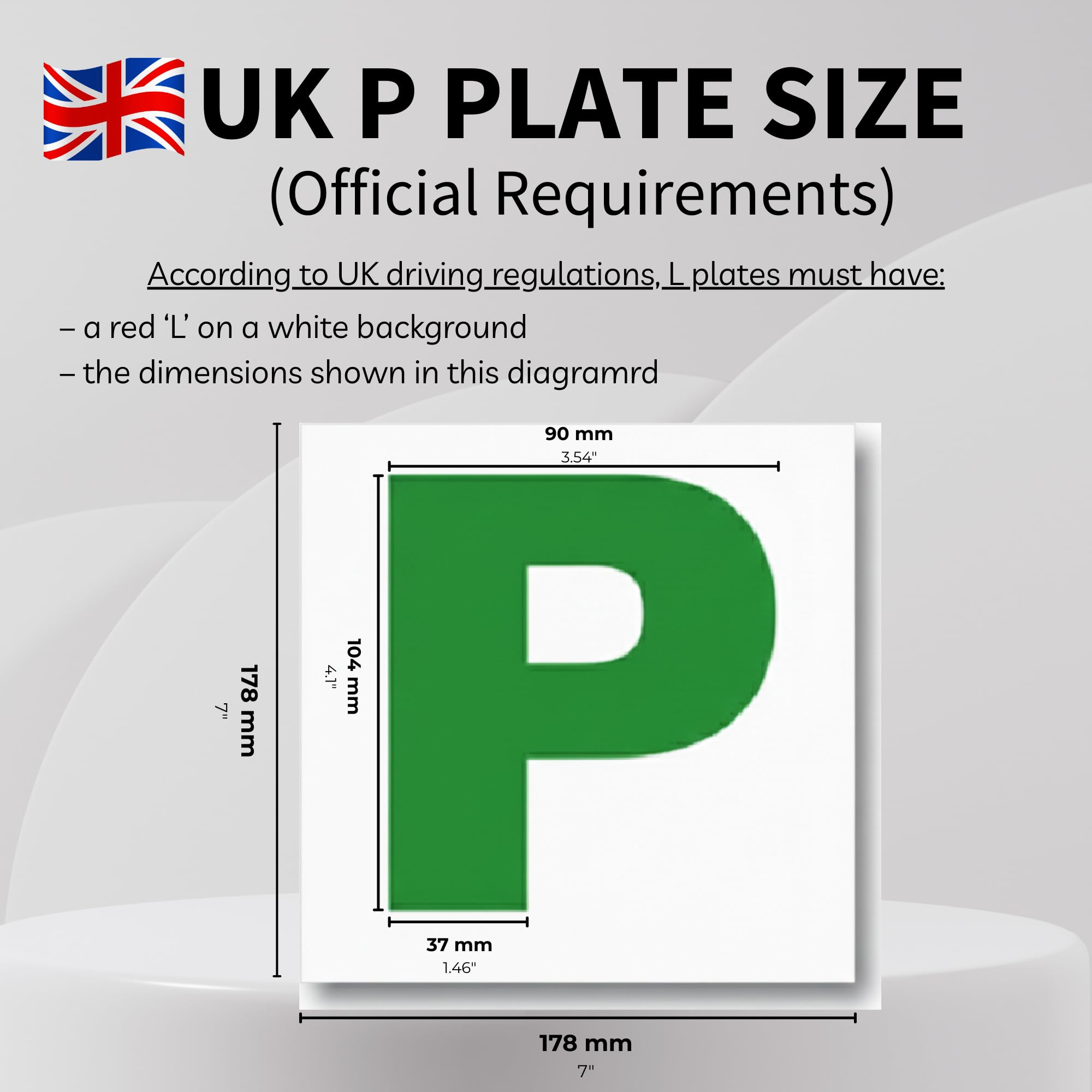 Angel Rose® Pack of 2 P Plates Sticker (178 x 178 mm) P Plates for Car Self Adhesive Waterproof P Plates for Learner Plates Self Adhesive (2 P Plates) — view 2