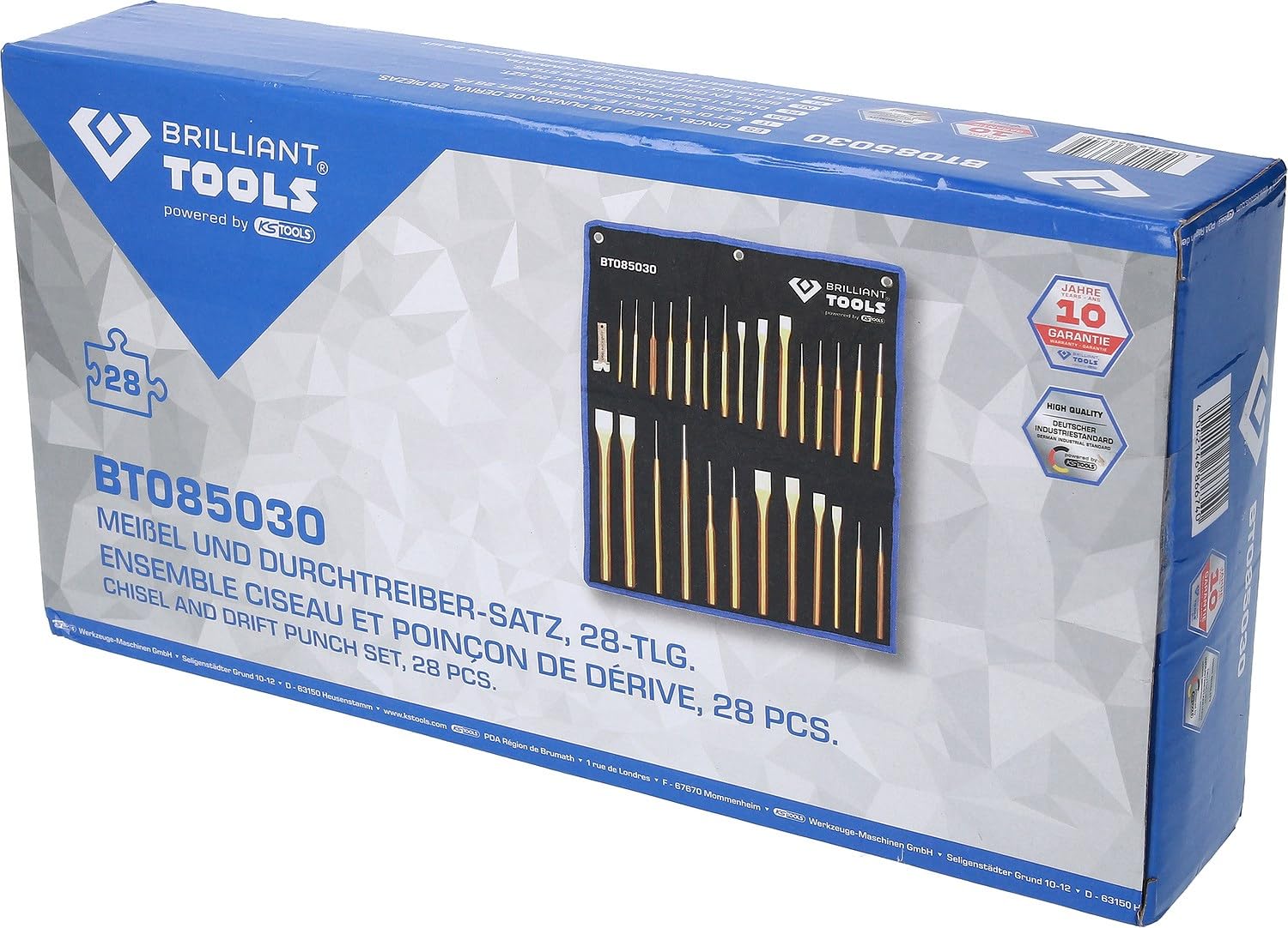 BRILLIANT TOOLS BT085030 Jeu de burins et de chasses, 28 pcs [Powered by KS TOOLS]
