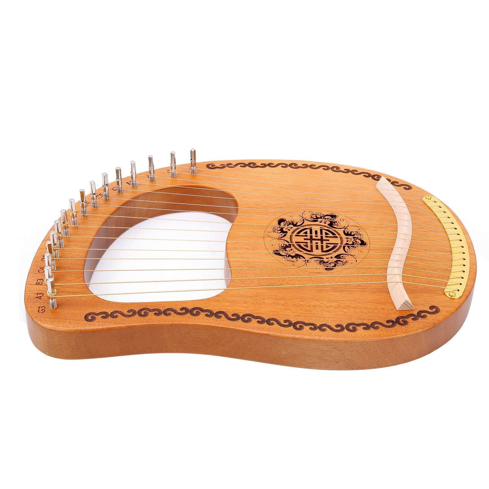 Arpa portátil 16 cuerdas pequeño arpa caoba Okoman madera instrumento musical principiante -16