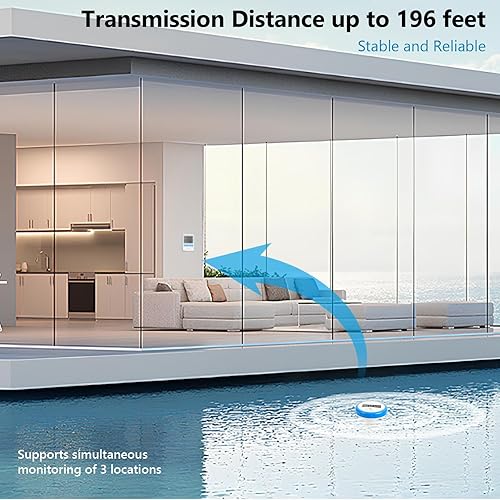 Miniatura 6 de Termómetro inalámbrico para piscina, sensor flotante impermeable IPX7 para piscinas, jacuzzis, baños de hielo y acuarios, monitor digital de