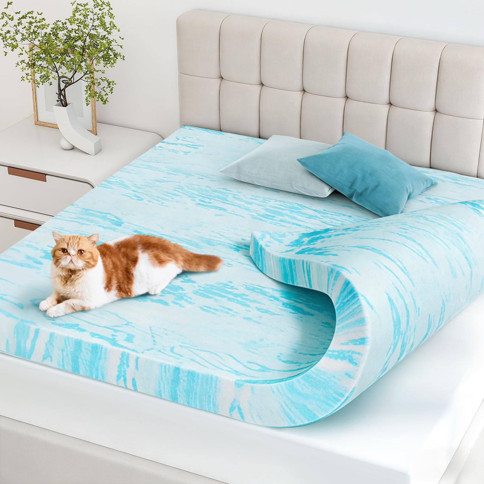 newbulig mattress toppers memory foam full, 3 inch thick bed topper pad cooling gel infused soft comfy padding breathable for sleeper sofa couch rv camper, certipur-us certified