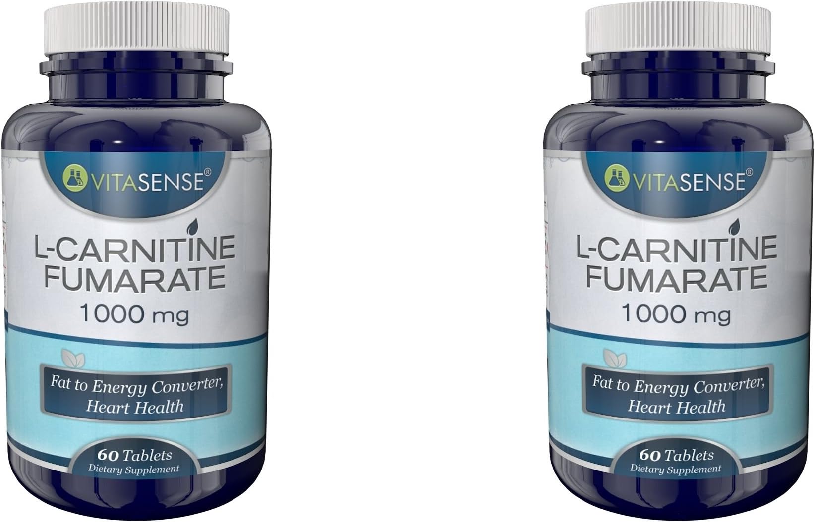 Double Pack (Pack of 2) Vitasense L-Carnitine Fumarate 1000 mg - Fat to Energy Converter, Heart Health - 60 Tablets