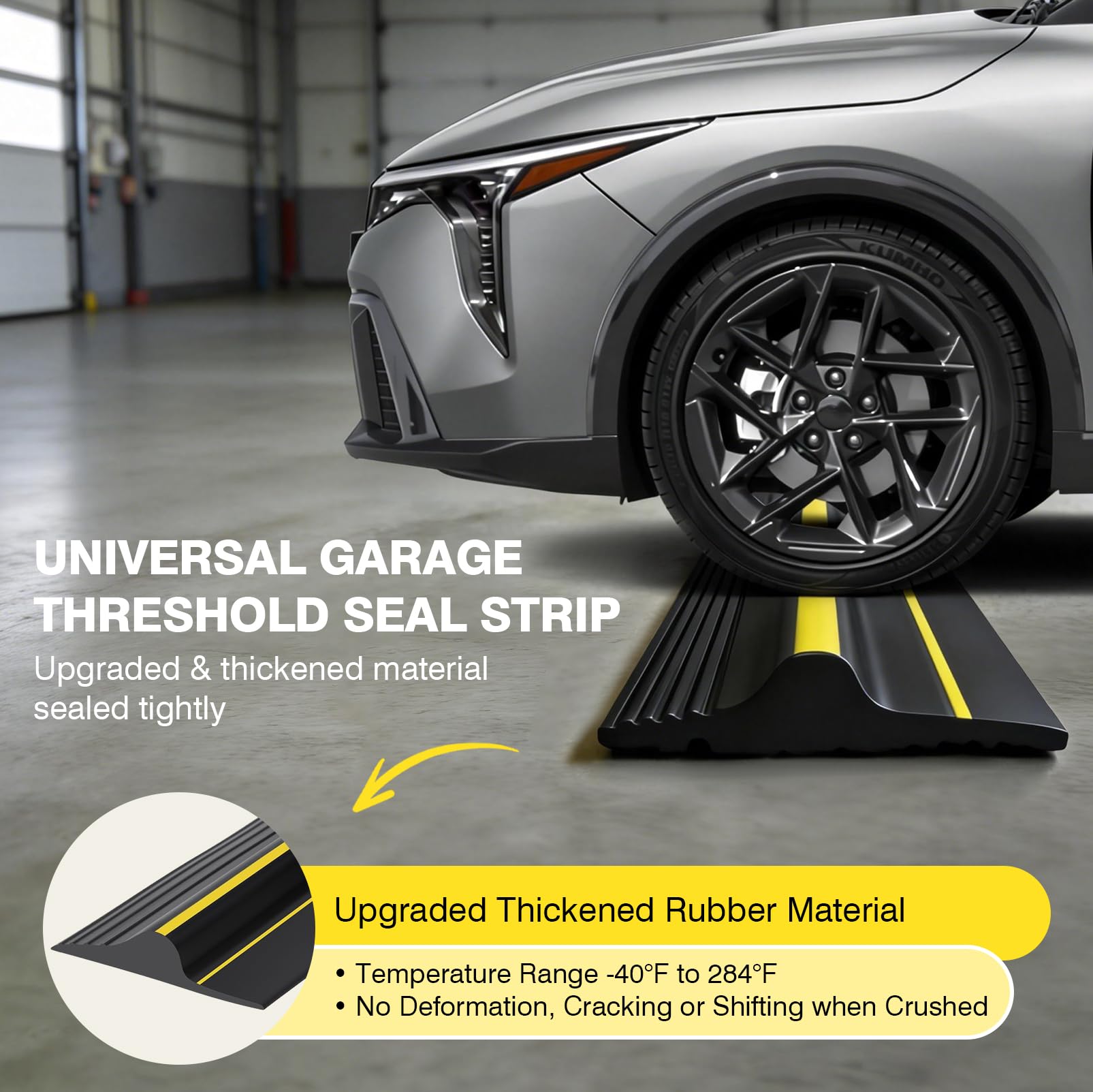 Joint de porte de garage universel en caoutchouc résistant aux intempéries - Pour porte de garage - Noir - 3 m x 100 mm x 25 mm