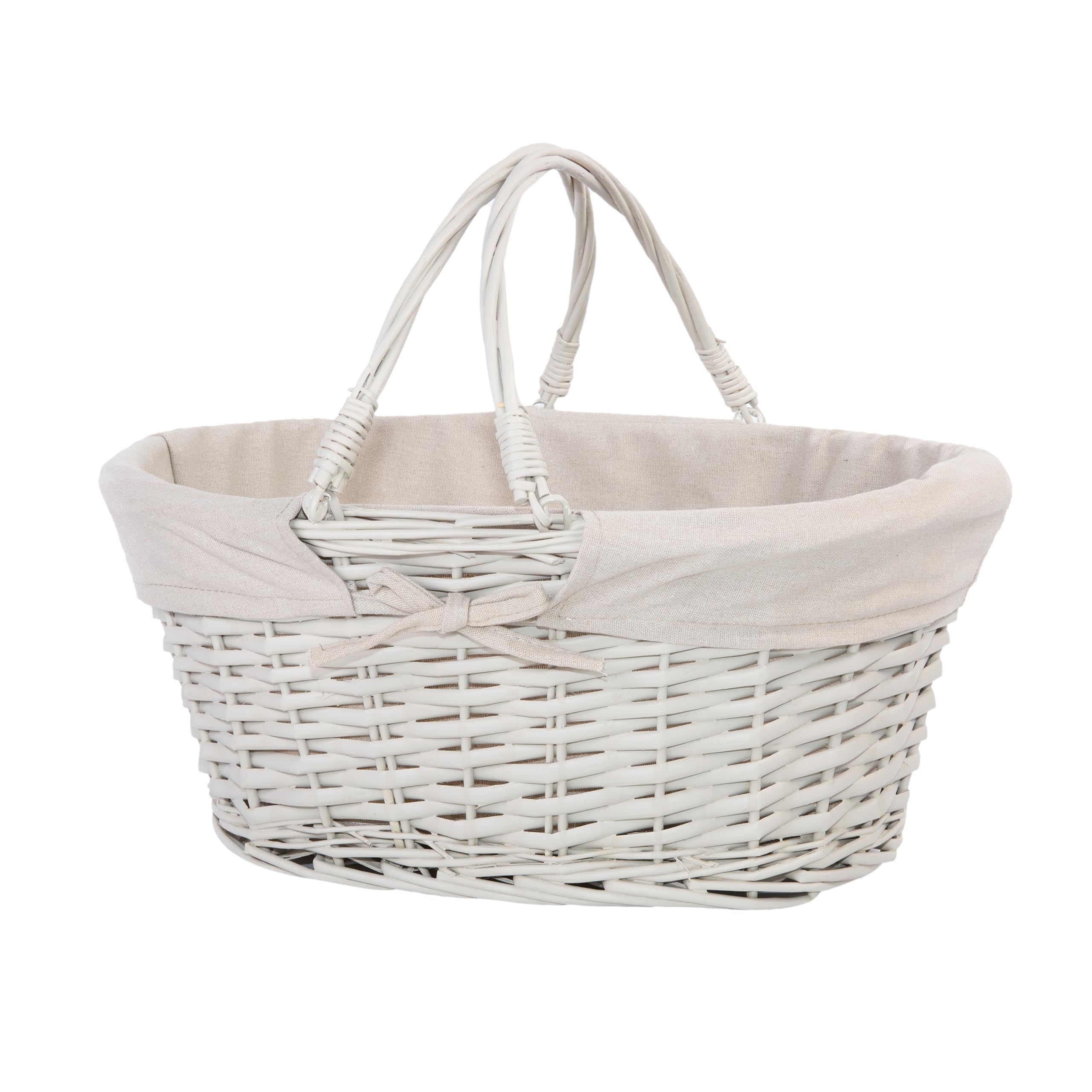 Wickerfield Large Grey Wicker Shopping Basket, Gift Hamper with Liner