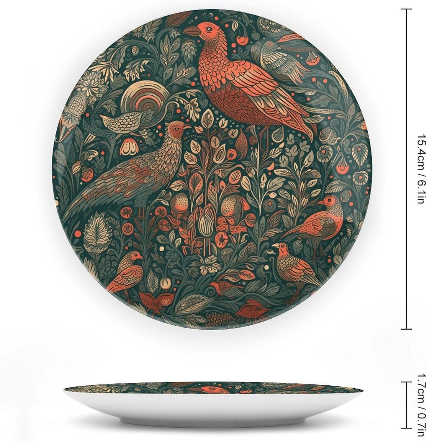 Animals And Trees Bone China Decorative Plate Exquisite Ornamental Wall Hanging Platter 6/7/8/10 Inch Vintage Art Ceramic Decor Dish for Home Tabletop Decor Housewarming Gift image 2