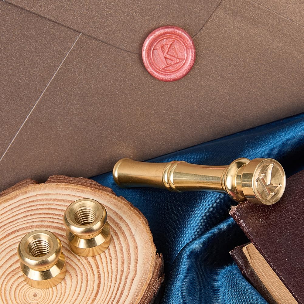 CRASPIRE Letter K Wax Seal Stamp Brass Sealing Wax Stamps 15mm Golden Metal Retro Vintage Alphabet Initial Mini Stamp with Bamboo Stick Handle for Thanksgiving Cards Envelope Wedding Party Invitations - Image 4