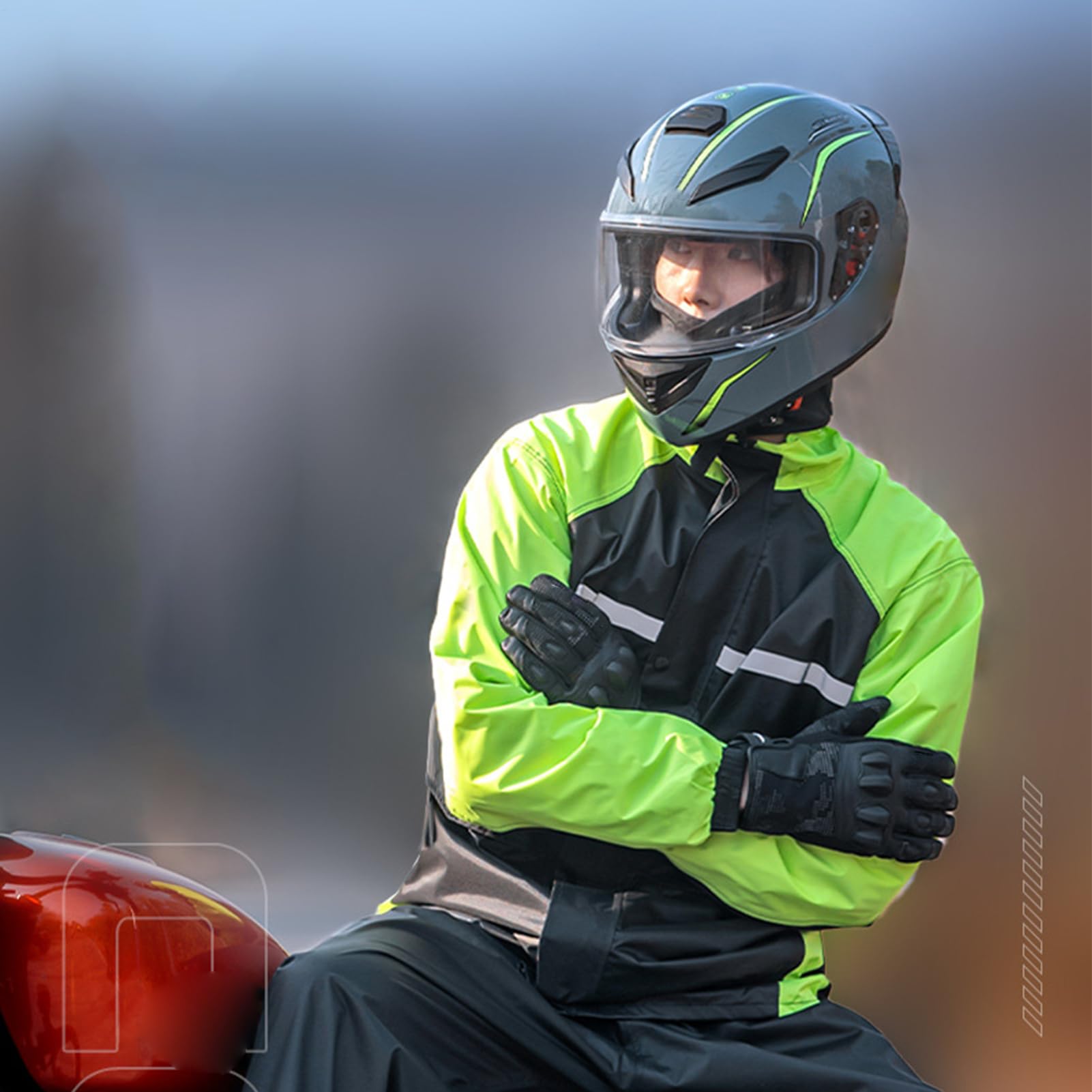 Équipement de pluie de moto, combinaison de moto réfléchissante légère, imperméable avec bottes, salopettes et poncho pour la construction, la chasse, la pêche, le camping, le vélo, la randonnée