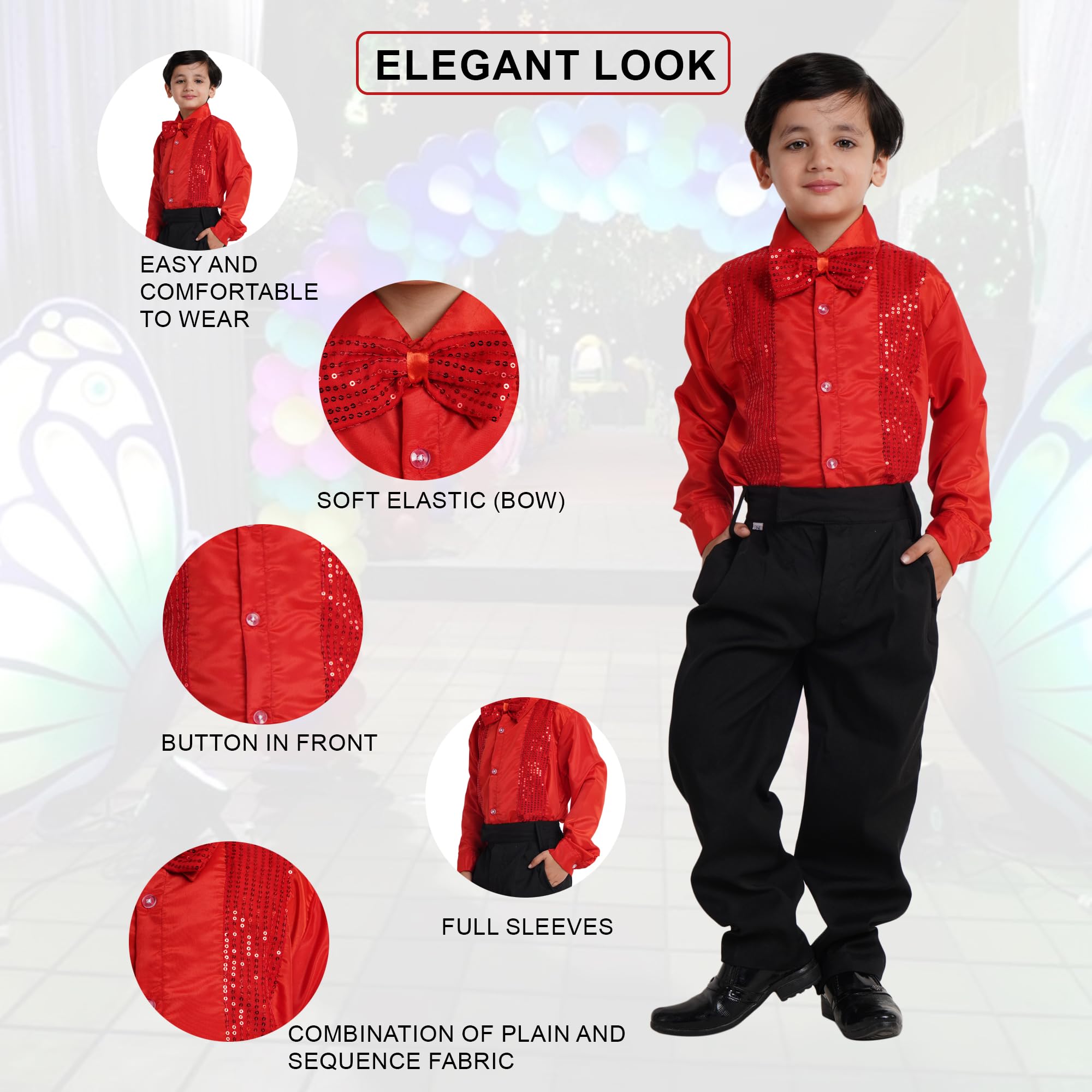 Kaku Fancy Dresses Dance Costume Shinning Shirt for Kids | Sequin Work School Annual Funtion Shirt For Boys - Image 2 thumbnail