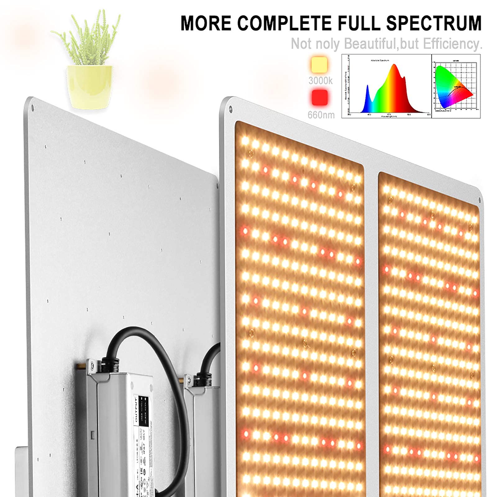 Luces de cultivo en interiores, luz LED para cultivo de plantas de 6000 W, luz de planta de espectro completo ajustable, potente sistema de disipación de calor para plantas de interior, cubierta ais