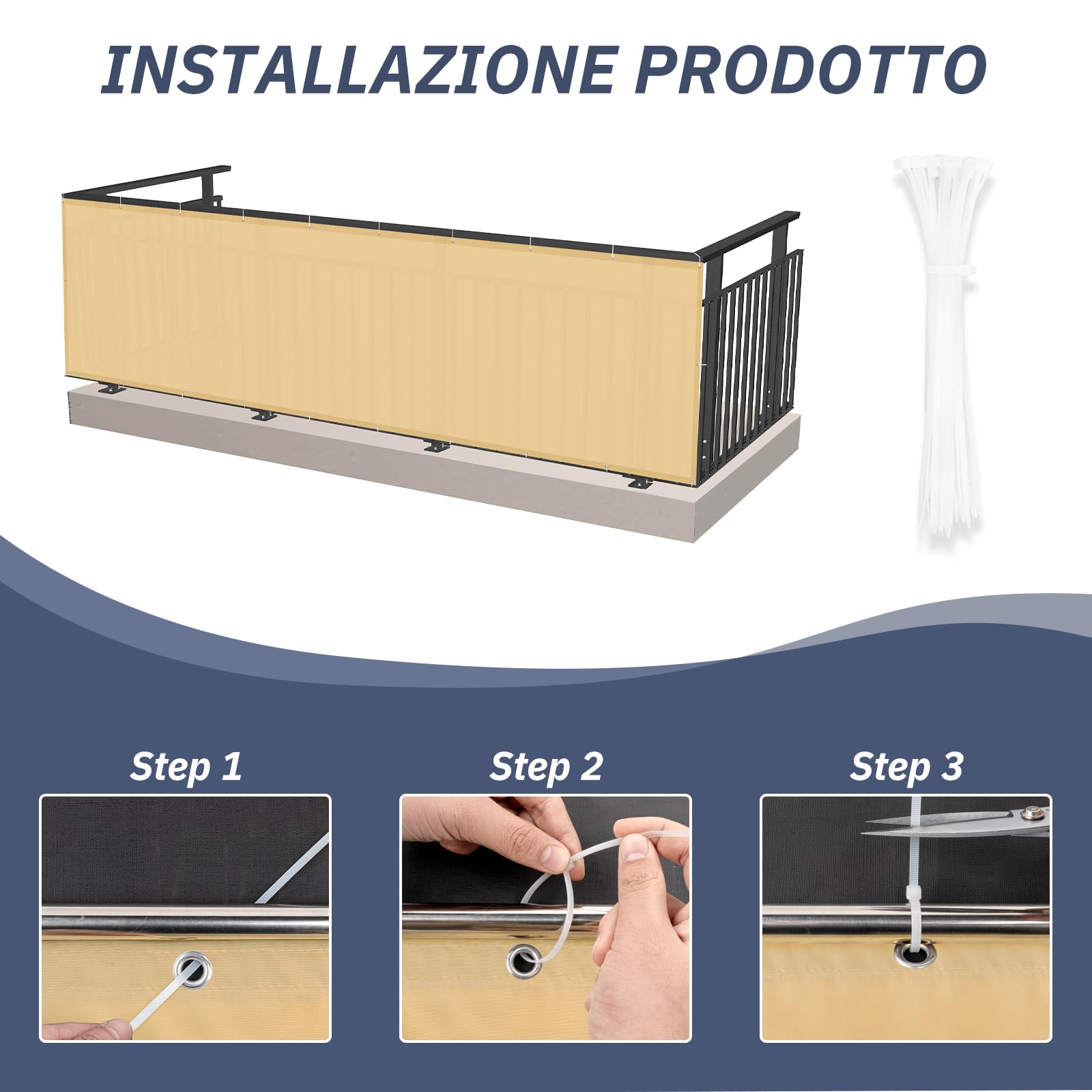 Frangivista Per Balcone HENG FENG 0.9x6m - Telo Privacy Antracite, Anti-UV E Impermeabile - Foto 4