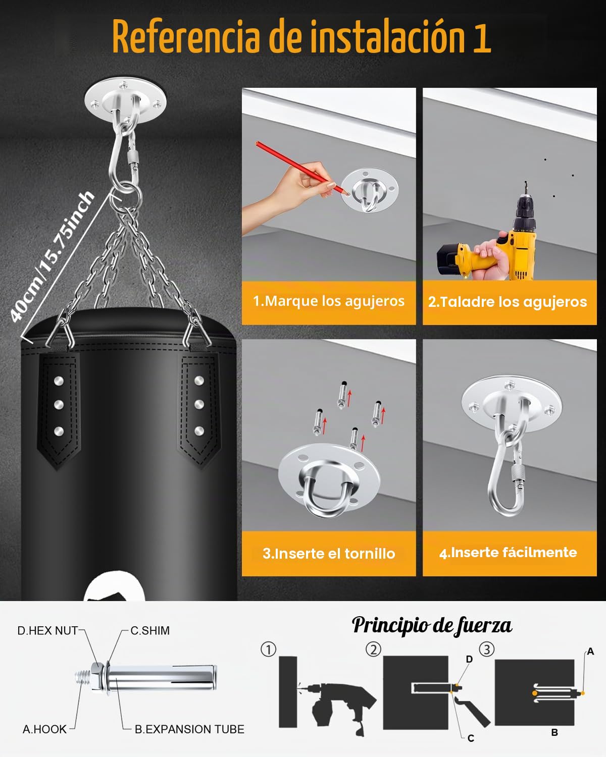 NZQXJXZ Saco de Boxeo para Colgar, Sin Relleno Saco Boxeo con una Gama Completa de Accesorios, Microfibra de Cuero Bolsa Pesada para la formación de Kickboxing Fitness MMA Grappling Muay Thai Karate