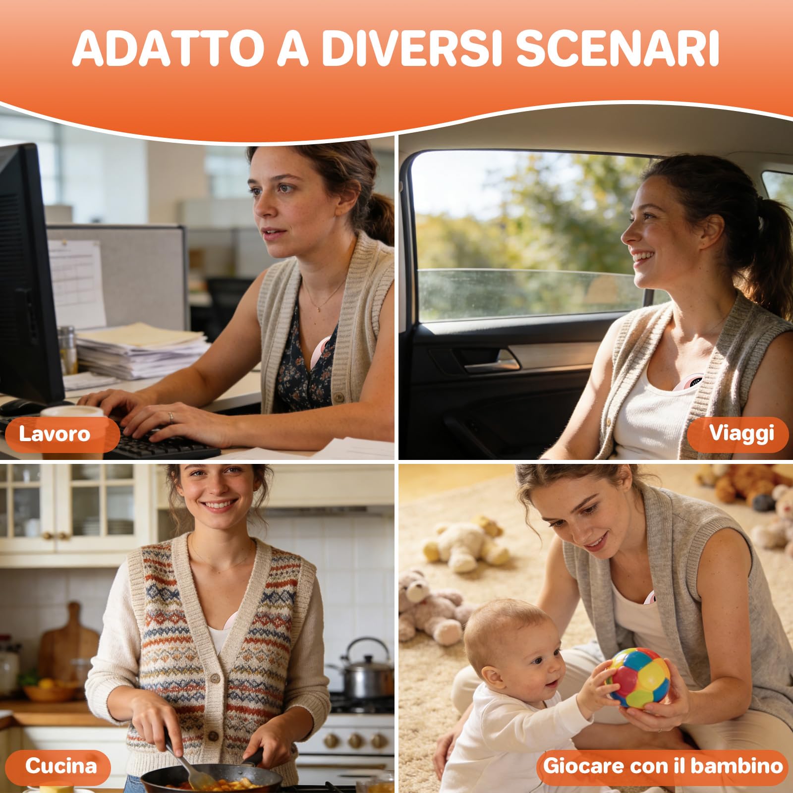 FUNYKICH Tiralatte Elettrico Indossabile Senza Mani con Monitoraggio Intelligente e Promemoria Vocale,4 Modalità/12 Livelli di Suzione,Flange 19/21/24 mm,Senza BPA,Tiralatte Elettrico Doppio Rosa