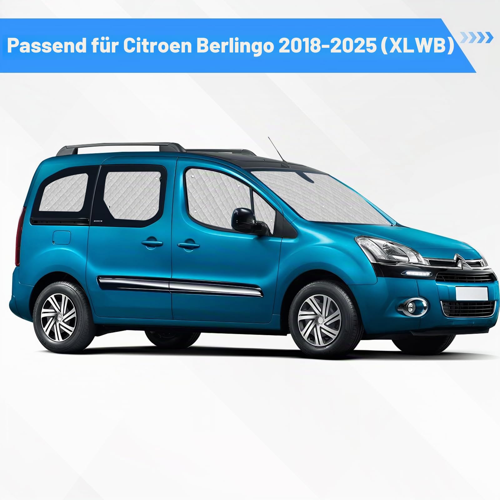 Sonnenschutz Frontscheibe für Citroen Berlingo Partner Rifter XL 2018-2025 | 10-teilig, Sichtschutz UV-Schutz Fenster Verdunkelung, Interne Thermomatte Set