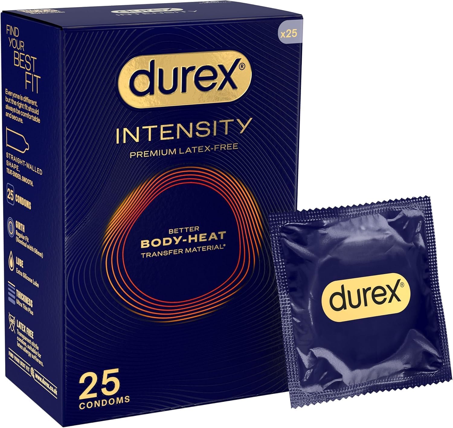 Durex Intensity, 25 Condoms, Better Body Heat Transfer, Ultra Thin