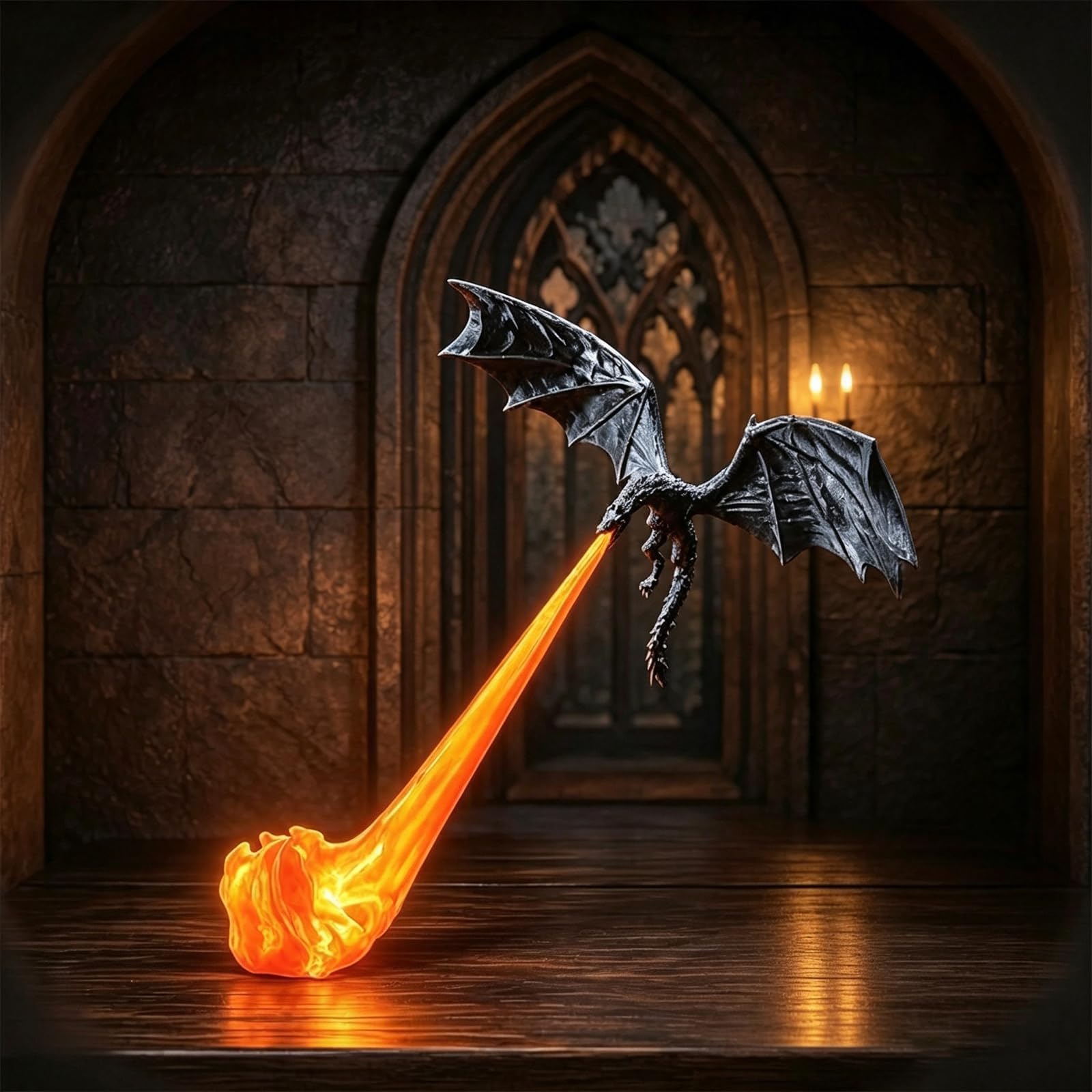 Dragon Book Nook Light, 3D Printed Fantasy Fire-Breathing Bookshelf Decor
