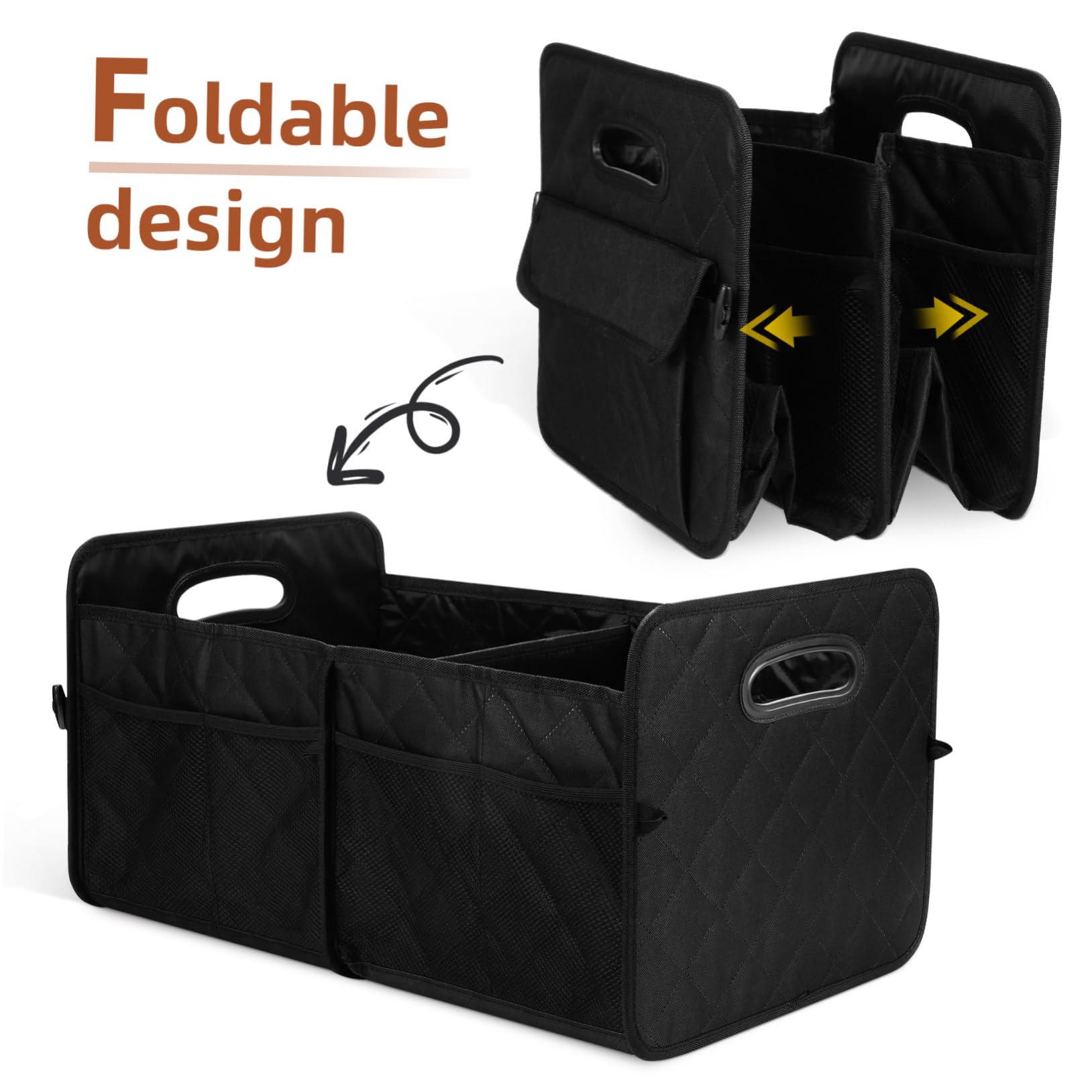 Organizer Separati per Design Oxford Pieghevole Nero Bagagliaio Auto Scomparti Ampia Capacità per Organizzare