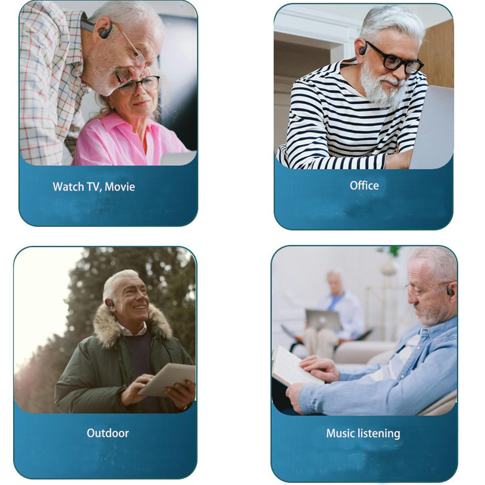 Auriculares auditivos de conducción ósea, auriculares Bluetooth de oreja abierta con colector de sonido para conversaciones, 15 horas de tiempo de trabajo para uso diario