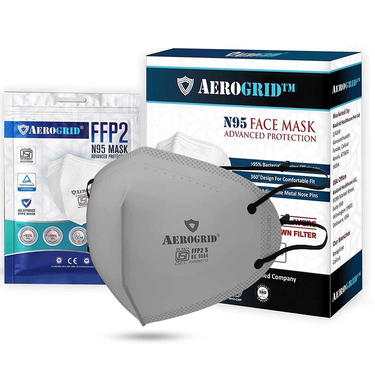 FFP2 N95 Face Mask For Men & Women | N95 Mask With 5 Layer | ISI Marked N95 Masks For Adults | N 95 Mask Face Mask Men Anti Pollution Mask For Men