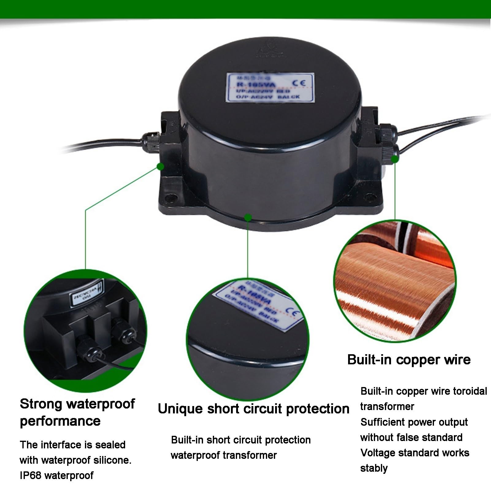 Transformador Impermeable Para Exteriores, Foco Subacuático De 220 V A 12 V A 24 V, Anillo LED De Alta Potencia Y Bajo Voltaje CA, Para Luz De Piscina, Bomba De Agua, Luz Exterior, Focos(24V,120W)