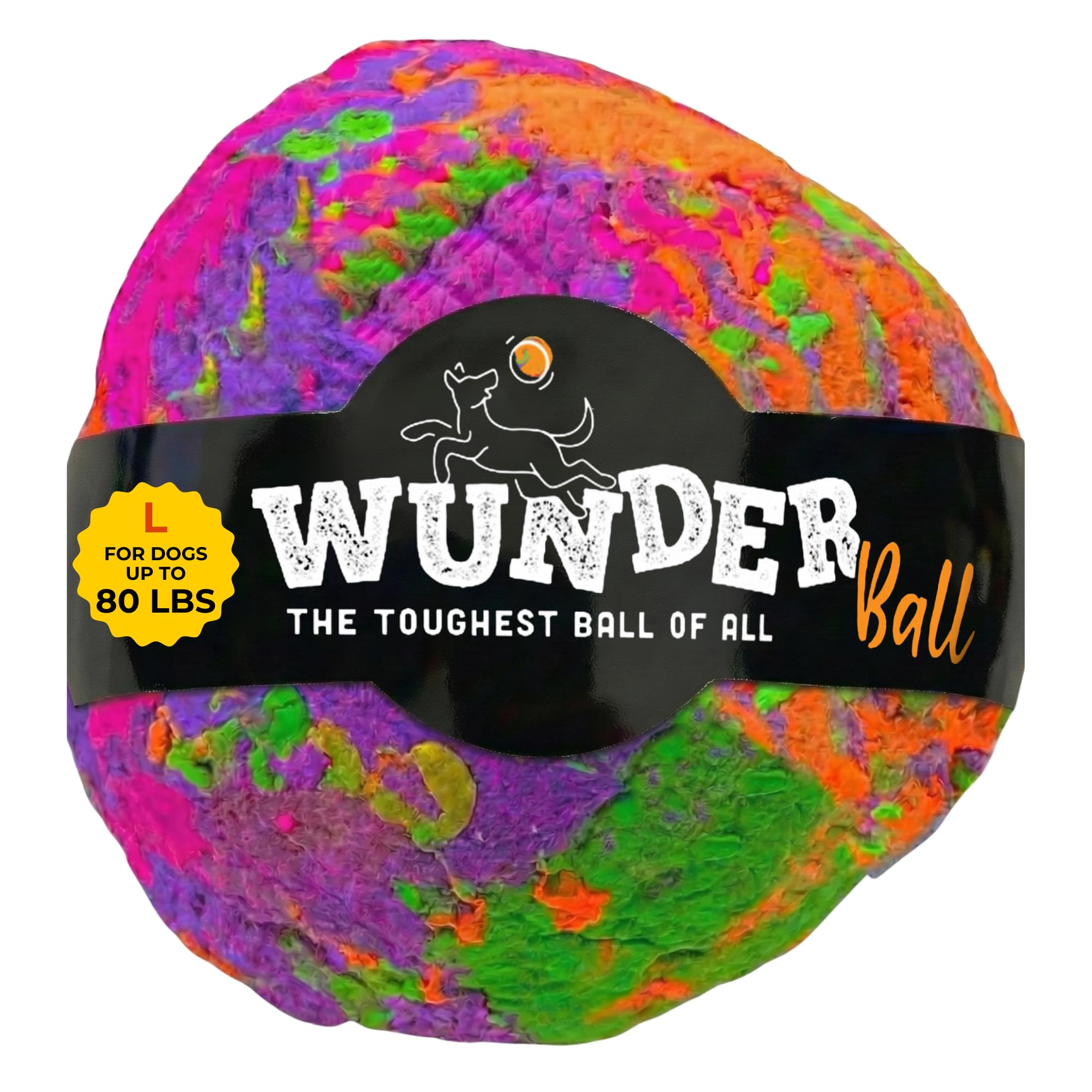 WACKYwalk'r WUNDERball Langlebiges Hundespielzeug - Unzerstörbarer Naturkautschukball, sicherer als Tennisbälle, schwimmt für drinnen und draußen, handgefertigt in Nordamerika, Swirl Large (bis zu