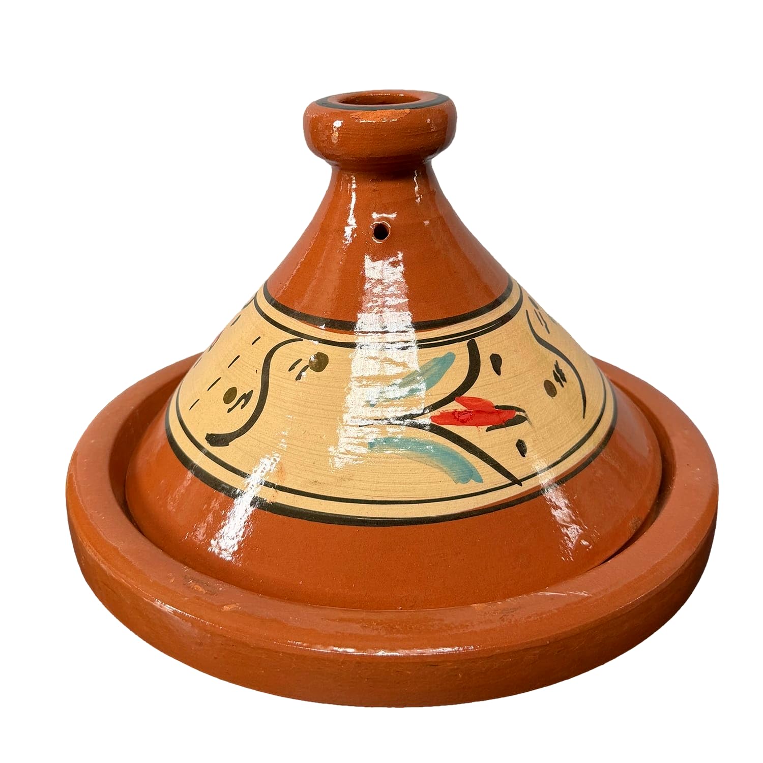 Tajine XL 35 cm Terracotta handbemalt – traditioneller marokkanischer Topf + kostenloses E-Book 0107261116