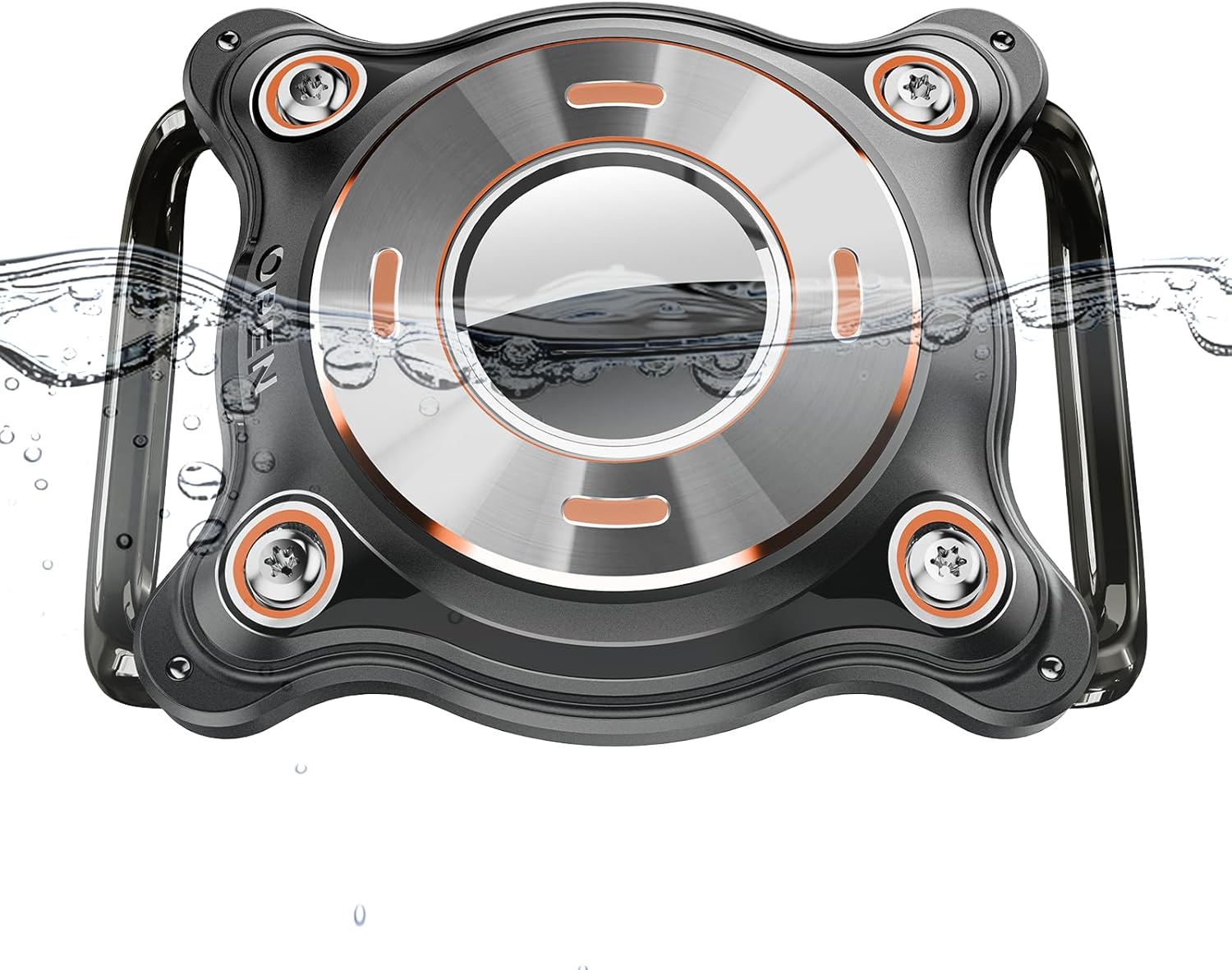 OneTigris Protecting Air Tag Holder for Canine Collar and Harness, Waterproof IPX8 Holder That Appropriate with Air Tag, Detachable Steel Loop, Sturdy Onerous TPU, Match Width ≤ 1.1” Collar, Orange