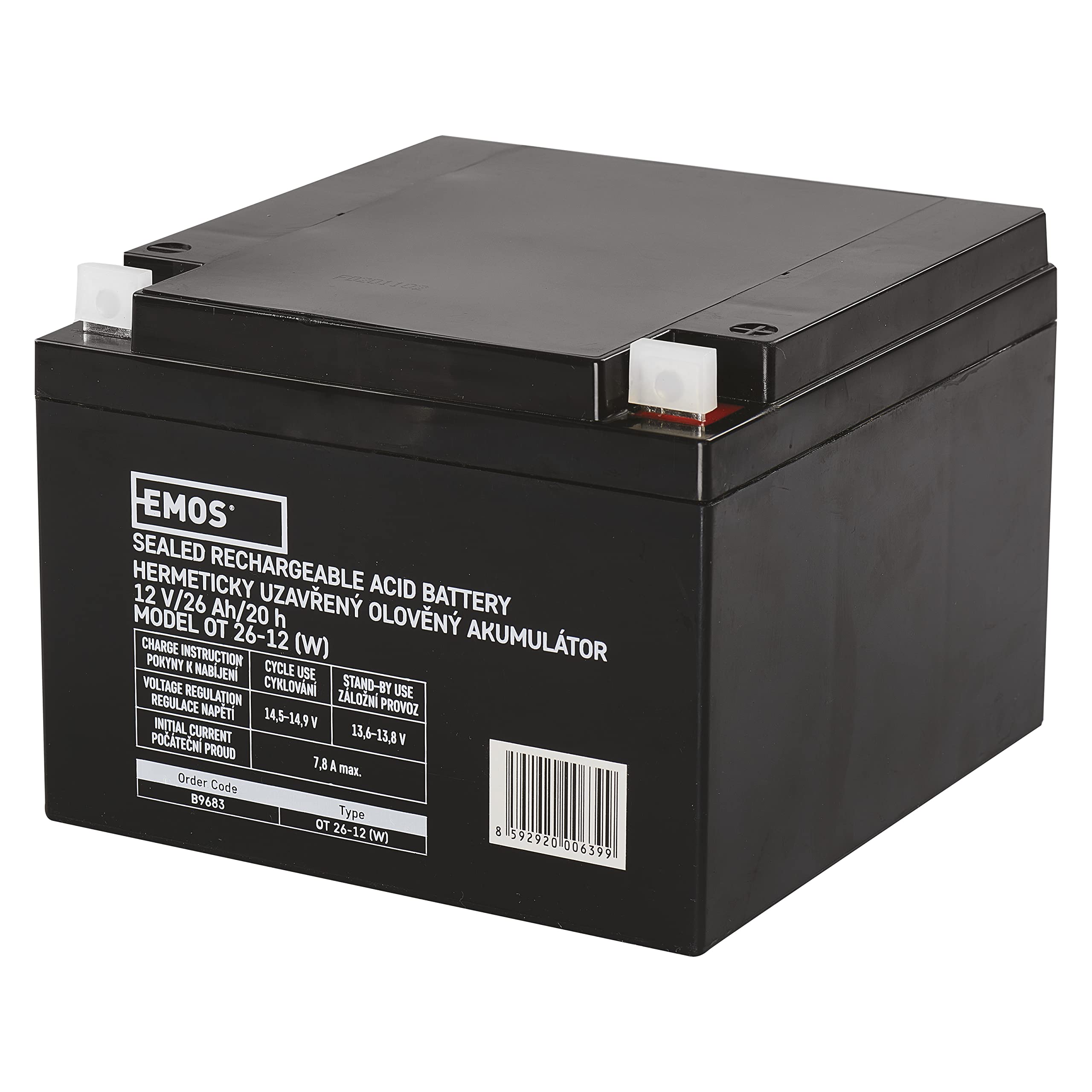Emos acumulador sin mantenimiento de plomo 12 V, 26 Ah L2, 1 pieza, b9683