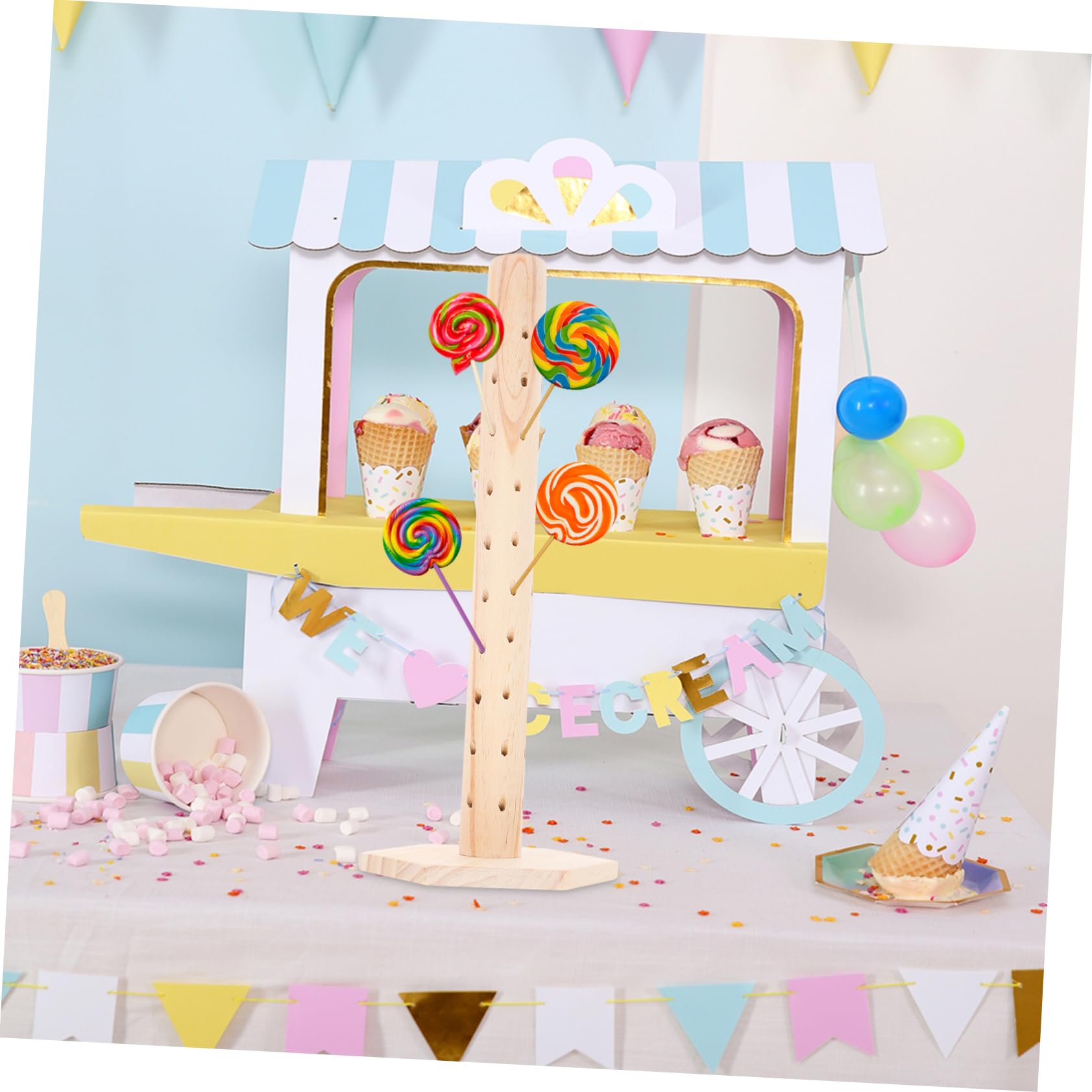 SOLUSTRE 1juego Soporte De Lollipop De Madera Para Exhibición Estante De Postres y Candy Bar Diseño Simple y Práctico Para Cumpleaños