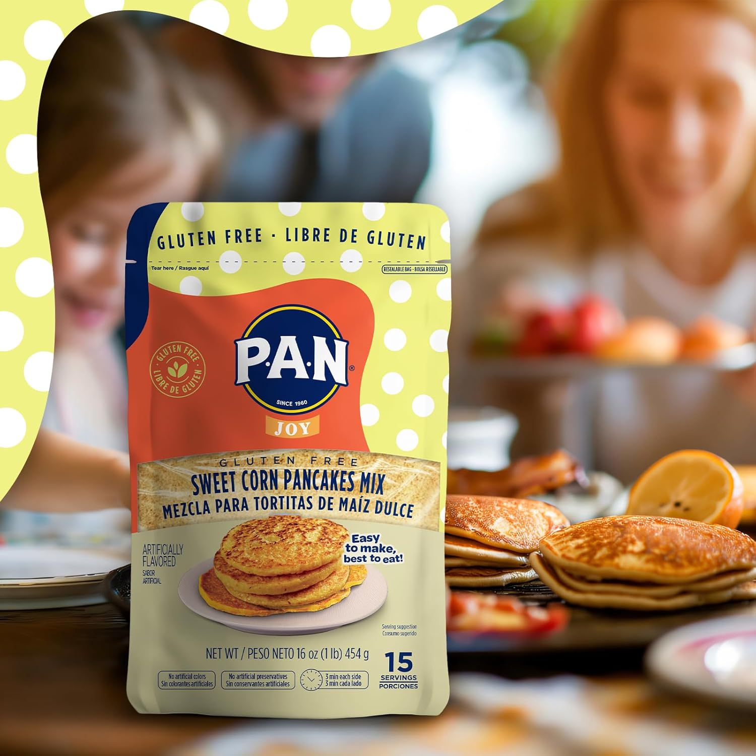P.A.N Sweet Corn Pancakes Mix – Gluten Free Easy to Prepare 1 lb (Pack of 6)