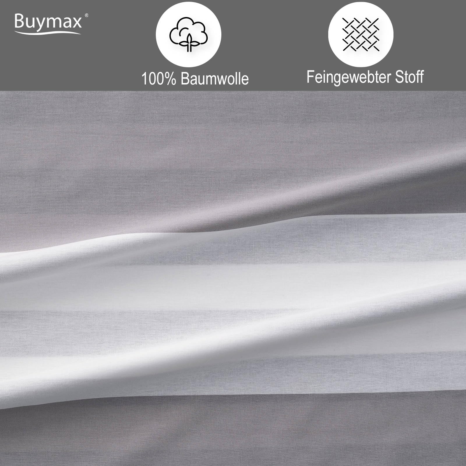 Buymax® Copripiumino Matrimoniale 200x220 100% Cotone 3 Pezzi Copripiumino - Set Biancheria da Letto 200 x 220cm 2 x Federa 80x80cm, Copripiumino Renforcé ÖKO-TEX con Cerniera