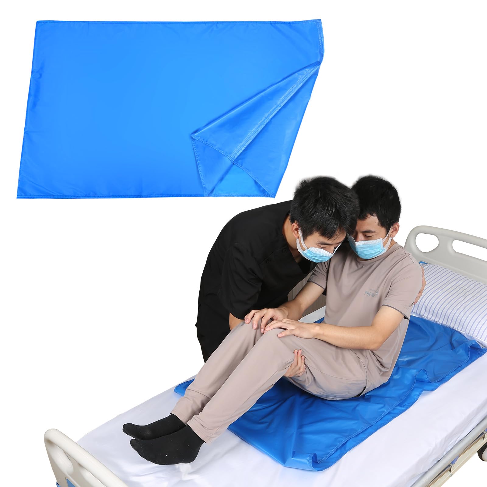 Paciente Transfer Slide Sheet para pacientes/ancianos transferencias a coches/sillas de ruedas/cama Transferencia y reposicionamiento fácil, reutilizable y lavable (azul oscuro-27.5''x47.2'')