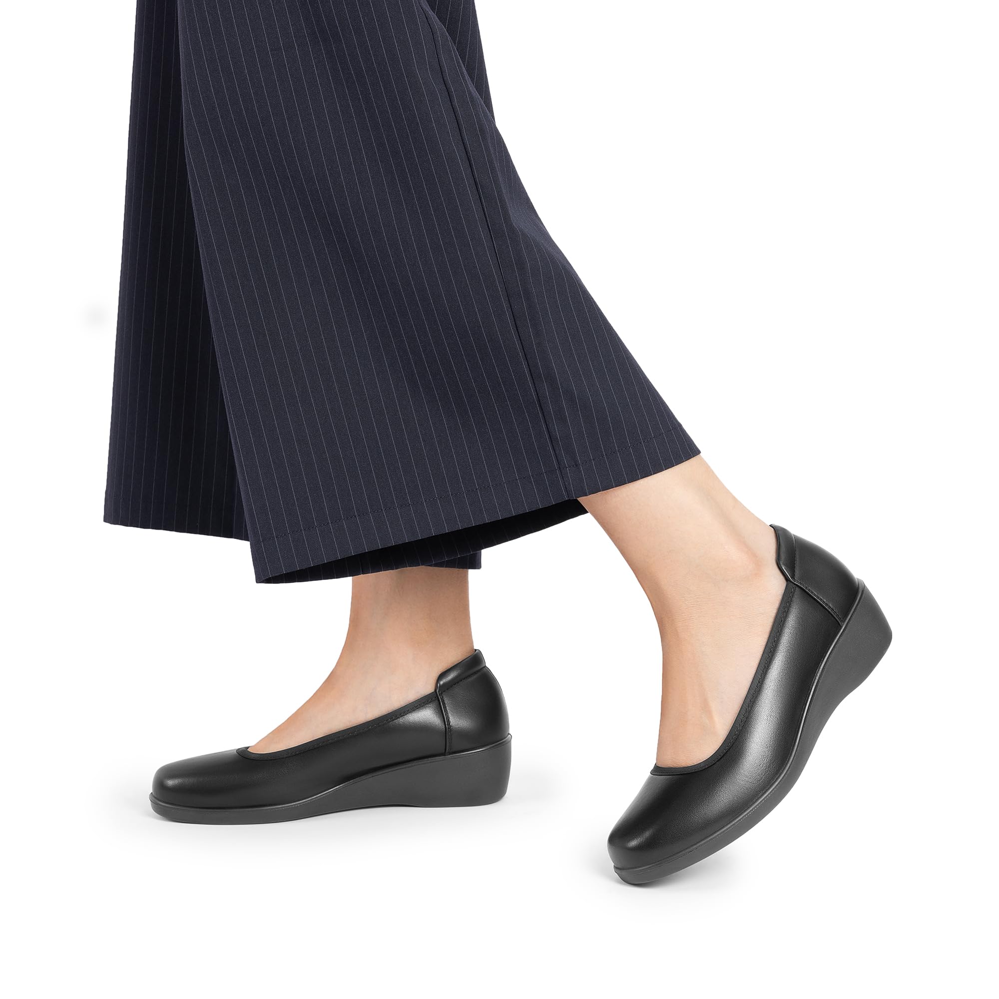 DREAM PAIRS Zapatos de tacón bajo para mujer, cómodos, sin cordones, puntera redonda, zapatos de trabajo para oficina y negocios
