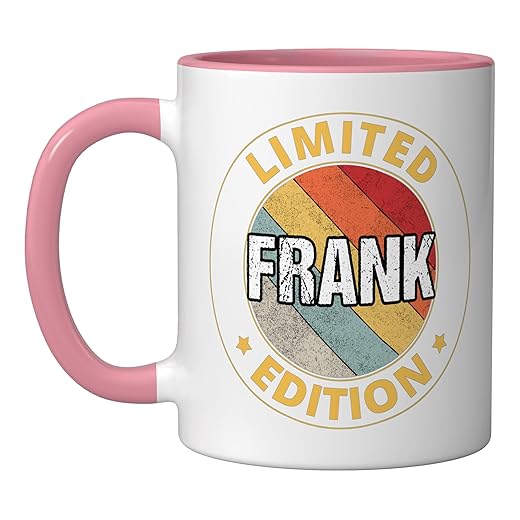 Frank Ceramic Mug, Pink/White