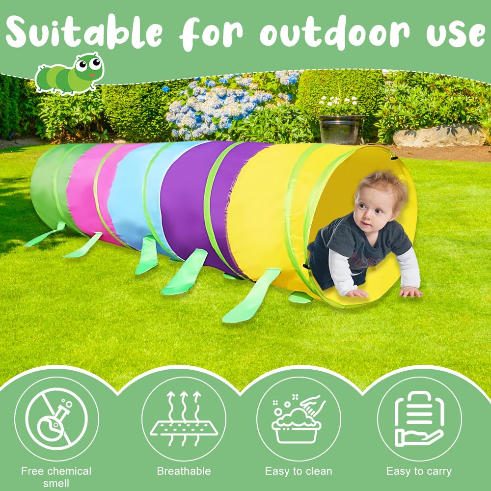 Tunnel de jeu, pliable, 46 x 180 cm, pour l'extérieur, pour enfants à partir de 1 an, pour enfants et animaux, pour l'intérieur et l'extérieur