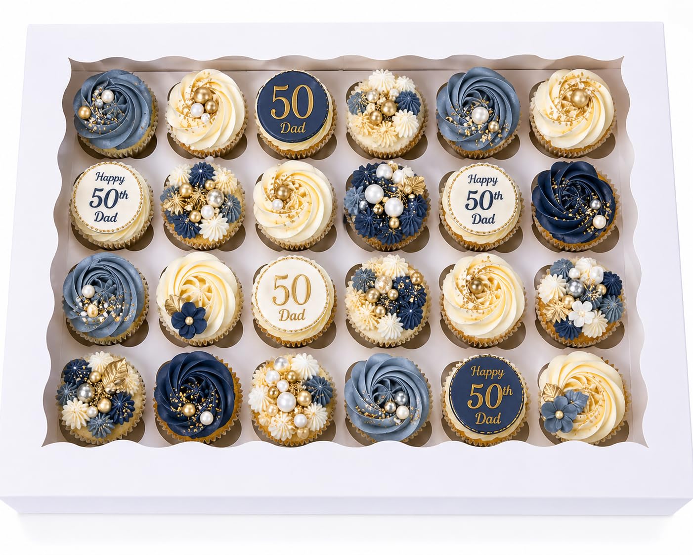 FAVES' CRAFT N MORE 24 Hole White Cupcake Box with Window and Removable Inserts, 24 Cupcake Box for Cupcakes and Muffins, 43.18 x 31.75 x 9cm (Large)