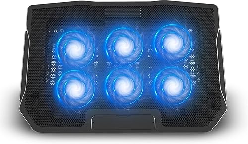 Almohadilla de refrigeración para laptop para todas las computadoras portátiles y portátiles, enfriador de aluminio para laptop con 6 ventiladores