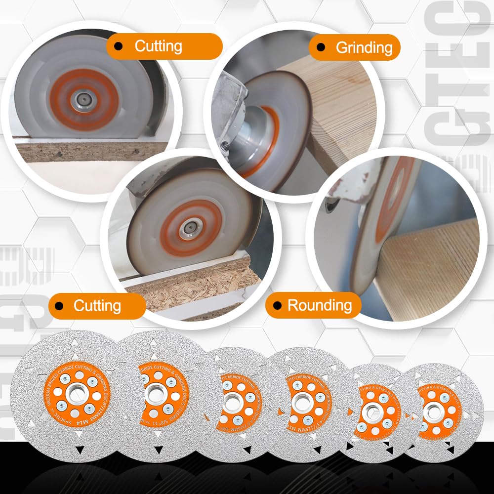 Brazed Cemented Carbide Cutting and Grinding Blades - BGTEC 100MM Double-sided Saw Blade for Cutting and Grinding Wood with M14 Flange - Image 4